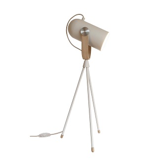 Lampa biurkowa spot biała drewno Carronade
